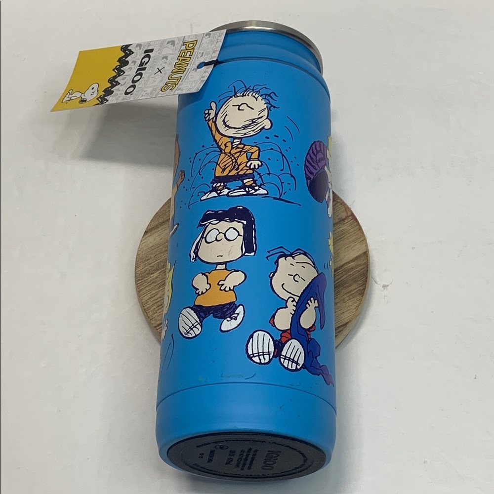 Peanuts Dancing Gang 16 oz Tumbler Blue Igloo Cooler Can NWT
